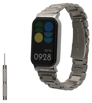 Produktbild von kwmobile Edelstahl Uhrenarmband kompatibel mit Xiaomi Smart Band 8 Active / Redmi Band 2 Ersatz Armband - Ersatzarmband für Smartwatch - 14 - 22 cm