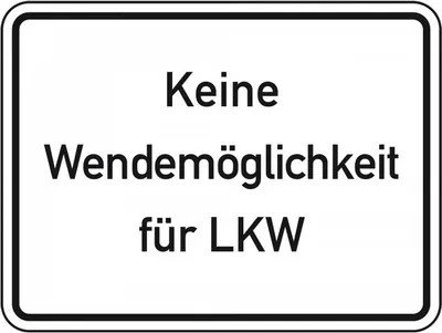 Produktbild von Schild I Hinweisschild Keine Wendemöglichkeit für LKW, Aluminium RA0, reflekt...
