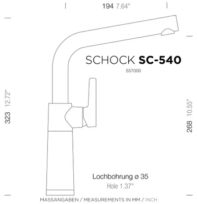 Produktbild von SCHOCK Armatur SC-540 in MAGNOLIA mit Festauslauf / CRISTADUR®