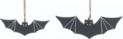 Produktbild von Fledermaus Holz Anhänger als Halloween Deko 2 Stück