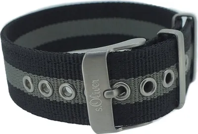 Produktbild von s.Oliver Canvas > Uhrenarmband 20mm schwarz / grau Textil > SO-2691-LQ