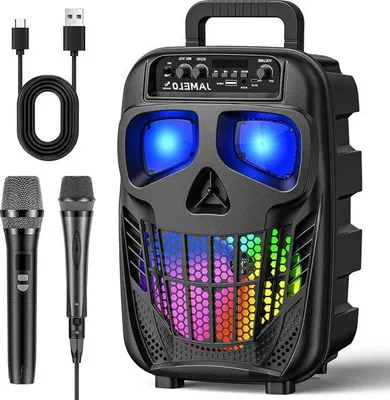 Image de Système de karaoké sans fil avec 2 microphones et haut-parleur Bluetooth