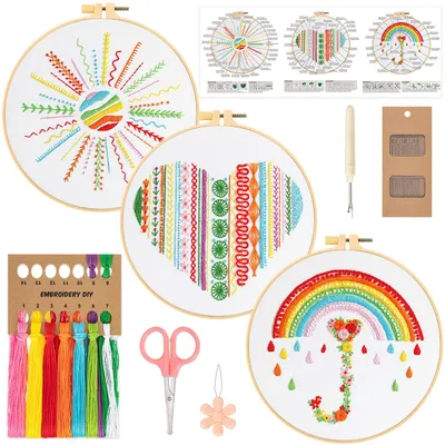Stickset für Anfänger, Regenbogen, 3-teilig, mit Anleitung