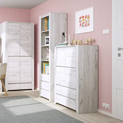 Produktbild von Jugendzimmer Set 3-teilig AMANTEA-129 in weiß Eiche