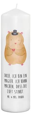 Produktbild von Mr. & Mrs. Panda Kerze Hamster Hut 29 x 8 cm XL - Weiß - Geschenk, Bedruckte, Stumpenkerze, Magier, Wachskerze, Zylinder, Erinnerungskerze, Lustige Sprüche, Blockkerze