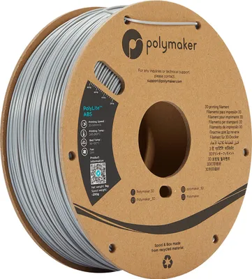 Produktbild von Polymaker PE01003 PolyLite Filament ABS geruchsarm 1.75 mm 1000 g Grau 1 St.