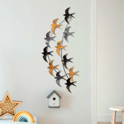 Obrázok produktu pre Wallity, Flight 2, Dekoratívny kovový doplnok na stenu, 100 % KOV, viacfarebný, 50 x 100 x 5 cm