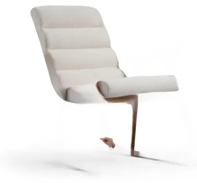 Immagine prodotto di Sedia a dondolo Poltrona Sedia ad ala Tessuto Legno 1 posto Moderna Marrone Bianco