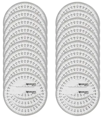 Image de Westcott E-10135 00-I : Rapporteur circulaire à 360 degrés, en plastique, 10 cm, lot de 20