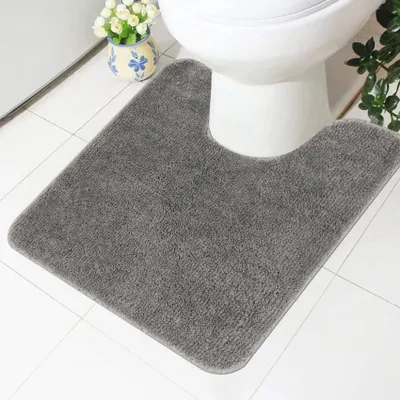 Produktbild von Toilettenmatte mit Aussparung – rutschfest, waschbar, weich und saugfähig aus Mikrofaser – für die Toilette