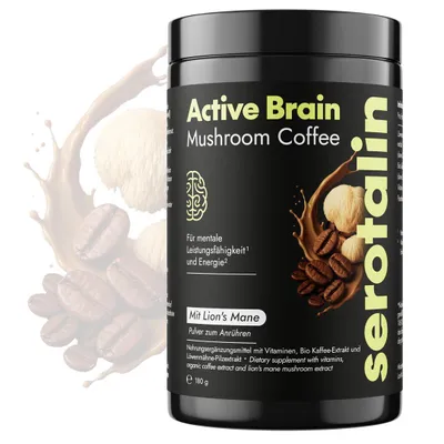 Produktbild von serotalin Mushroom Coffee | Kaffee mit Lion’s Mane (Löwenmähne Fruchtkörperextrakt) & MCT-Pulver | Adaptogener Brain Coffee für sanften Genuss