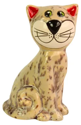 Produktbild von Dekofigur Katze aus Keramik creme - Keramikfigur Tierfigur Dekoration Deko Figur
