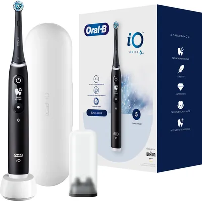 Produktbild von Oral B IO Series 6 Black Bluetooth ZahnbÃ1/4rste, Timer, Ladestandsanzeige