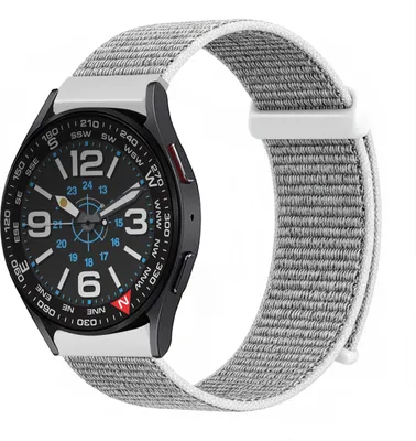 Produktbild von Smartwatch Armband für Samsung Galaxy Watch6 Classic 47mm Nylon Textil Band Ersatzband Wechselband Klettverschluss flexibel atmungsaktiv Grau
