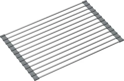 Obrázok produktu pre QUADRON podložka pod drez zo silikónu a ocele | rozmer 38 x 25 cm, farba: sivá | MULTIFUNKČNÁ teplotne odolná | QMAT do kuchyne