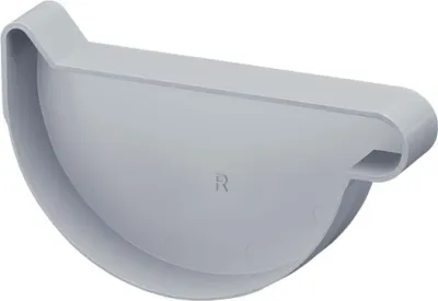 Produktbild von INEFA Dachrinnen Endstück halbrund, PVC NW180 / 180mm, rechts Grau Dachrinnenzubehör, einfache Steckmontage,  Germany