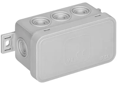 Obrázek produktu pro Rozbočovací krabice na povrch - IP54 - 8 kabelů - Klikací víko - Šedá