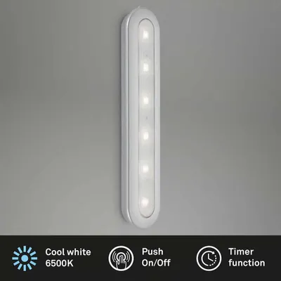Immagine prodotto di BRILONER - Luce LED a pressione con timer, luce sottopensile, luce per armadi, luce sottopensile, autoadesiva, color argento