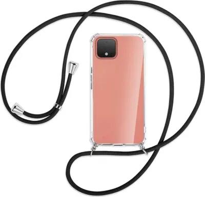 Produktbild von Handykette Backcover-Schutzhülle mit Band (Metall silberfarben) für Google Pixel 4 XL - schwarz