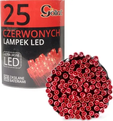Produktbild von Weihnachtsbaumbeleuchtung, 25 LEDs, batteriebetrieben, rot