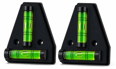 Productafbeelding van Wiltec magnetische waterpas, 2 stuks. Kruiswaterpassen van ABS met magnetische achterkant, elk met 2 waterpasvloeistoffen. Magnetische waterpas voor campers, huishoudelijk gebruik en bouw