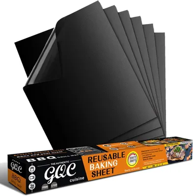 Produktbild von Grill- und Backmatte, Antihaft, Wiederverwendbar, 40x33cm, PTFE-beschichtet, bis 260°C Hitzebeständig, 6 Stück