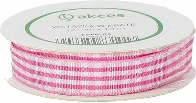 Image de BANDE DECORATION Ruban en tissu Ruban cadeau blanc et rose à carreaux 12mm/10m