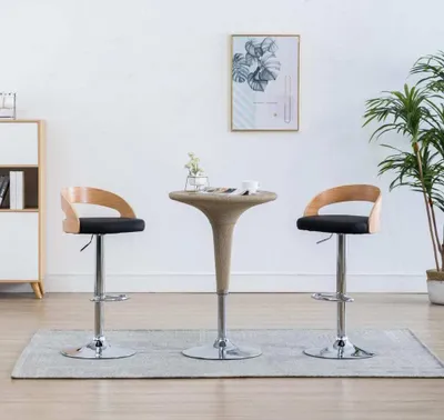 Produktbild von BEI CLORIS Barhocker 2 Stk. Schwarz Kunstleder und Bugholz 2024 Neu7152091