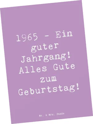 Produktbild von Mr. & Mrs. Panda Postkarte Spruch 1965 Geburtstag - Lavendeltraum - Geschenk, Grußkarte, Geschenke, Geburtstagsgeschenk, Postkarten, Alter, Happy Birthday, Glückwunsch