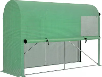 Image de Outsunny Serre de jardin PE, serre de balcon, bâche renforcée 140 g/m², châssis en acier, porte zippée enroulable, pour légumes plantes fleurs, intérieur et extérieur, 300 x 100 x 200 cm, vert