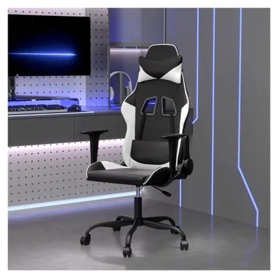 Produktbild von Gaming-Stuhl in Schwarz und Weiß aus Kunstleder