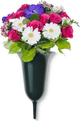 Produktbild von Trichter Grab-Vase mit Erdspieß frostsicher grün 30 cm