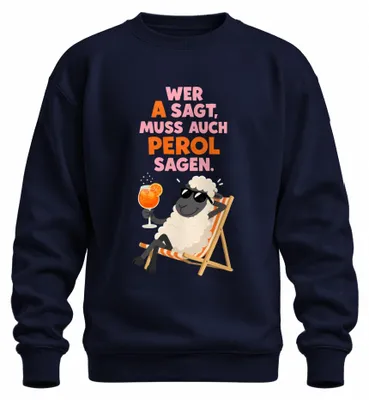 Immagine prodotto di Chi dice "A" deve anche dire "Perol". Felpa con cappuccio, design "Aperol Cocktail Party", colore blu navy, taglia M
