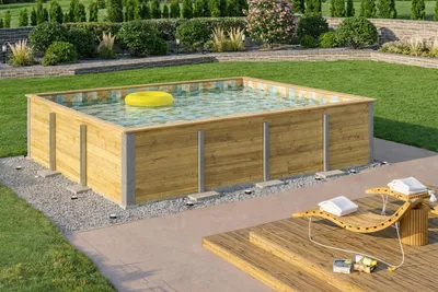Produktbild von Massivholzpool Siargao Gr. 2, Folie Sand Mosaik, 45 mm Wandstärke
