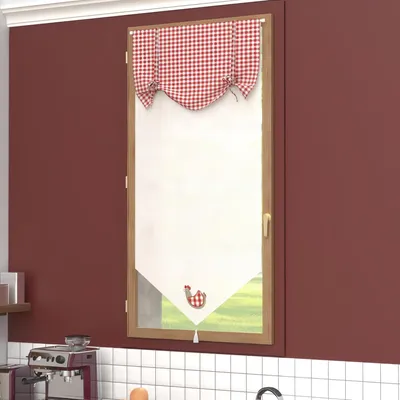 Baumwoll-Vitrage 60 x 120 cm, weiß mit Blumenmuster, Landhausstil