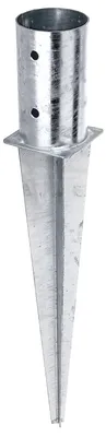 Image de Alberts 211387 Douille à enfoncer dans le sol | pour poteaux en bois ronds ou carrés | galvanisé à chaud | Ø81 mm | longueur totale 600 mm