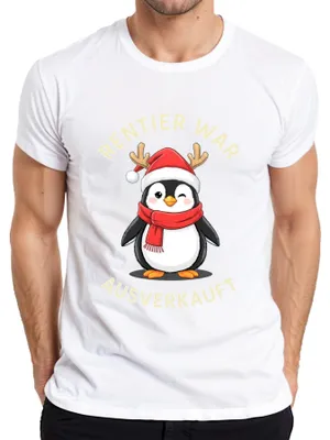 Produktbild von Rentier war t Pinguin Weihnachten lustig Geschenk Herren T-Shirt, Weiß, XL