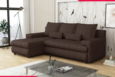 Produktbild von Emoebel24 Ecksofa mit Schlaffunktion und Bettkasten, Sofa Wohnlandschaft, Schlafcouch L-form, Schlafsofa, Eckcouch 230x144x70cm COMO Links Dunkelbraun