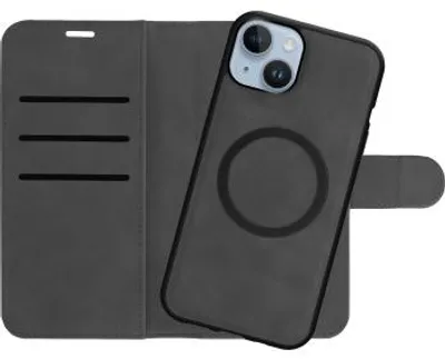 Image de Coque compatible avec iPhone 15 Plus Coque avec Porte-cartes compatible avec MagSafe - Bookcase Premium 2-en-1 Amovible - Noir