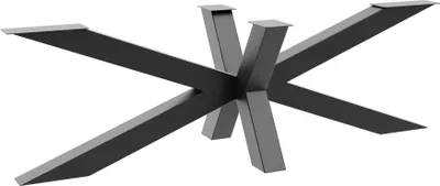 A black, star-shaped table base with four legs extending outwards, shown against a white background.