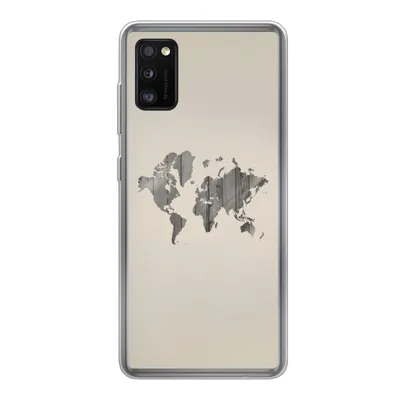 Produktbild von MuchoWow® Handyhülle Schutzhülle Hülle für Samsung Galaxy A41 Weltkarte - Holz - Regal Silikon Softcase Handy Hülle - Mobiltelefon
