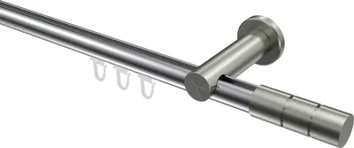 Produktbild von Interdeco Innenlaufstange / Gardinenstange mit Innenlauf Chrom / Edelstahl-Optik, Typ Platon Elanto (Rillenzylinder), 20 mm Ø 1-läufig, 420 cm