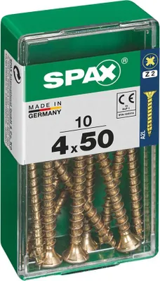 Image de Boîte 10 Unités. Vis A Bois Spax Cab. Plat Yellox 4.0x50mm Spax