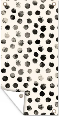 Produktbild von MuchoWow® 40x80 cm Outdoor-Poster Gartendeko Sichtschutz Garten Poster für den Garten  Polka dots - Schwarz - Weiß