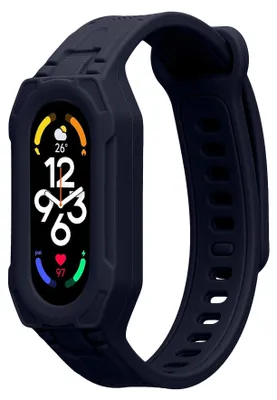 Produktbild von kwmobile Sportarmband kompatibel mit Xiaomi Smart Band 10 / Smart Band 9 / 8 7 6 5 4 3 - Armband TPU Silikon für Fitnesstracker - mit Schutz Bumper
