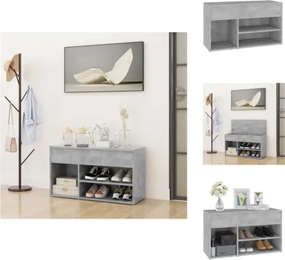 Obrázek produktu pro vidaXL Lavice na boty betonová šedá 80x30x45 cm materiál na bázi dřeva - Botníky a skříně