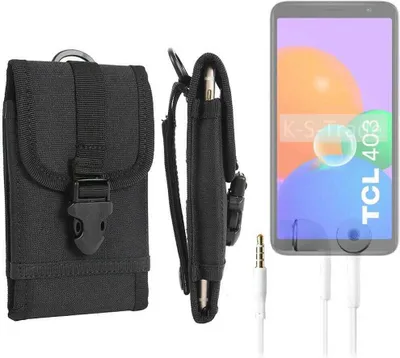 Produktbild von K-S-Trade Holster Schutz Hülle kompatibel mit TCL 403 Gürteltasche Handy Hülle Tasche outdoor Seitentasche schwarz 1x + Kopfhörer