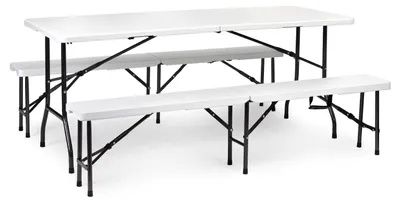 Obrázok produktu pre Cateringová súprava – banketový stôl 180 cm, 2 lavice, biela, MultiGarden