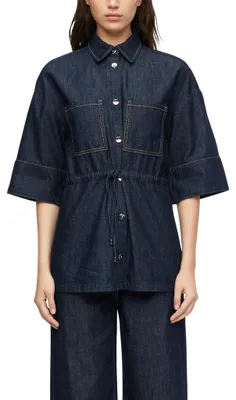 Produktbild von COMMA Damen Blusenjacke – Denim, Relaxed Fit, Hemdkragen