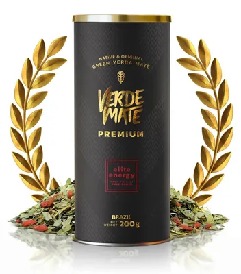 Produktbild von Verde Mate - Mate Tee Premium Elite Energy 200g - Dicke Blätter 7-8mm - Extra Koffein mit Guarana - Luftgetrocknet - Mild - Yerba Mate Brasilien